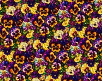 Fabric cotton, STAINED GLASS PANSIES, 16240102, 01, Multi, 100% cotton, quilt cotton - Gigi in the Garden of Camelot Fabrics