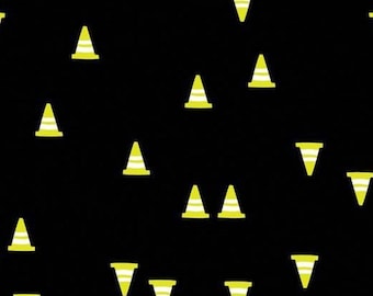 SALE, CAMELOT FABRICS, Construction cones, black, 27190105, col 02, On the Move, cotton, cotton quilt, cotton designer