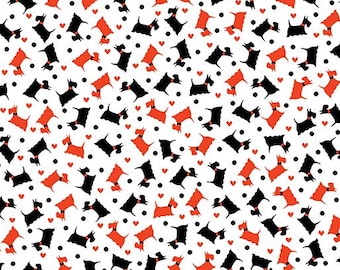 BENARTEX FABRICS, Mini Scotties, white, Dotty for Scottie, Kanvas, 7888, cotton, cotton quilt, cotton designer