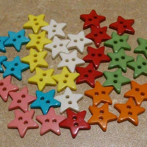 19mm, 30 Buttons Star, 7L, (3/4 inch), buttons 2 holes, button vintage, BF22