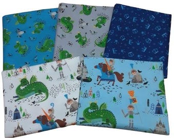 SALE, QUILT FABRICS, Bundle 5 prints, Once Upon a Time of Camelot Fabrics