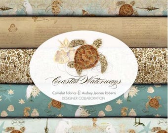 Bundle of 14 Fabrics cotton, 100% cotton - Coastal Waterways of Camelot Fabrics