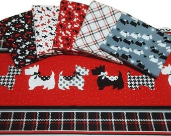 END of BOLT, DOG, 100% cotton - Dotty for Scottie de Benartex Fabrics