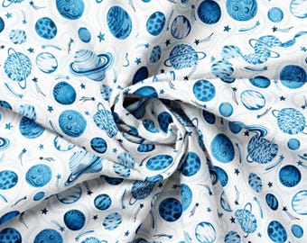 Fabric cotton Intergalactic, Bleu, 68240103, 01, QUILT FABRICS, 100% cotton, quilt cotton - Astro Pop of Camelot Fabrics