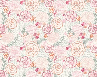 Fabric cotton, SOFT SKETCH BLOOMS, 66240205, 01, Quilt Fabrics, 100% cotton, quilt cotton - Blooming Hearts of Camelot Fabrics