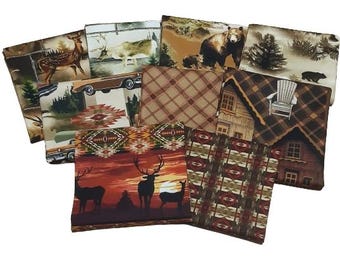 9 fats quarters, 18X22'' (45 x 55cm), Living Lodge, Benartex Fabrics, cotton, cotton quilt, cotton designer, Benartex Fabrics