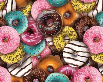 Donut Cotton Fabric Confetti Fun Camelot Fabrics 21250401, Sweet Treats Quilt Fabric, Rainbow Pastry Sprinkles