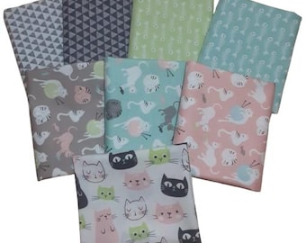 QUILT FABRIC CAT, 8 designs, 100% cotton - Purrfect Day de Riley Blake Designs