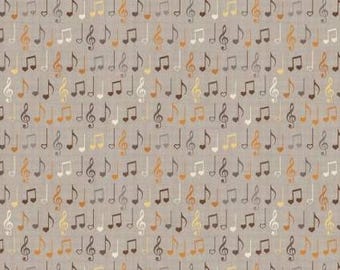 Fabric cotton, MUSICAL NOTES, Taupe, 66240104, 02, Quilt Fabrics, 100% cotton, quilt cotton - Song Bird of Camelot Fabrics