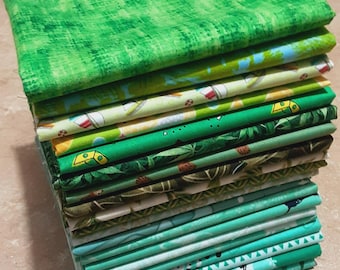 GREEN, Pack of 20, 100% cotton, Various patterns, quality quilting, cotton designer