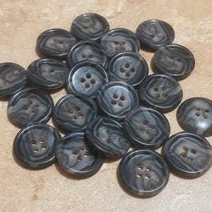 12 Buttons, 21mm, GRAY BLACK ZEBRÉ, button 4 holes