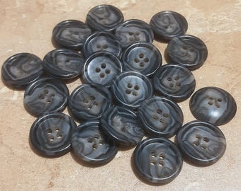 12 Buttons, 21mm, GRAY BLACK ZEBRÉ, button 4 holes