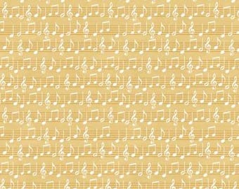 Fabric cotton, MUSIC SHEETS, Yellow, 66240106, 03, Quilt Fabrics, 100% cotton, quilt cotton - Song Bird of Camelot Fabrics