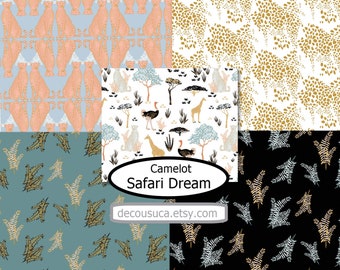 CAMELOT FABRICS, 5 prints, Safari Dream, cotton, butterfly, pumpkin