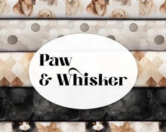 Full Collection 14 Fabric Bundle, Camelot Fabrics Paw and Whisker, Dog Cat Precut Quilt Fabric Assortment