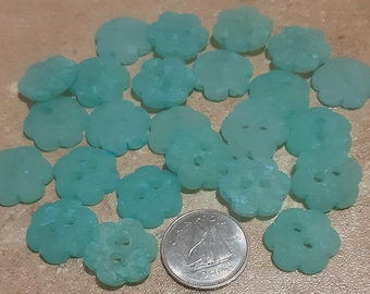 12 buttons, 16 mm, Button Aqua, button 2 holes, vintage button