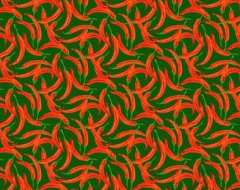 Fabric cotton, Chili Peppers, 258231008, 02, QUILT FABRICS, 100% cotton, quilt cotton - Eat Green of Camelot Fabrics