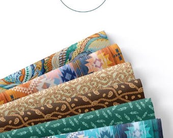 QUILT FABRICS, 42 squares 5 inchs, Boho, 100% cotton, quilt cotton - Rhapsody of Camelot Fabrics