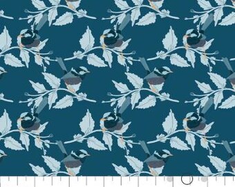 Fabric cotton, Bird Perched, Dark Blue, 58230503-03, QUILT FABRICS, 100% cotton, quilt cotton - Midnight In Bloom of Camelot Fabrics