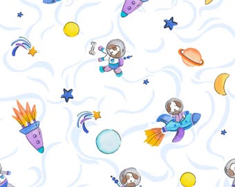 Fabric cotton Star Barker, White, 68240102, 01, QUILT FABRICS, 100% cotton, quilt cotton - Astro Pop of Camelot Fabrics