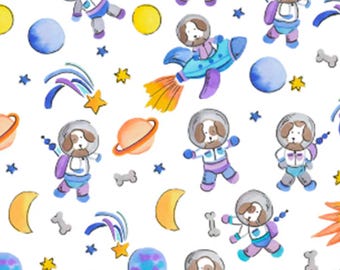 Fabric cotton Pup-Pupstronaut, Navy, 68240101, 01, QUILT FABRICS, 100% cotton, quilt cotton - Astro Pop of Camelot Fabrics