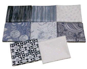 BENARTEX FABRICS, 8 motifs, Silver metallic, quilt cotton - Metallic Mixers de Benartex Fabrics