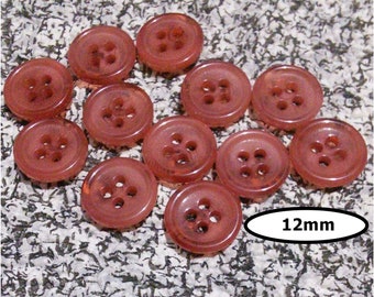 12 Buttons, 12mm, TEA PINK, 4 holes, BTN 02B