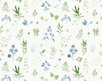 Fabric cotton, MIXED WILDFLOWERS, 552440103, 02, Green, Quilt Fabrics, 100% cotton, quilt cotton - Peace & Wildflowers of Camelot Fabrics