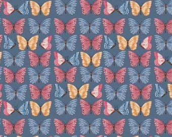 Fabric cotton, BEAUTY OF BUTTERFLIES, Denim, 49240504, 02, Quilt Fabrics, 100% cotton, quilt cotton - Secret Garden of Camelot Fabrics