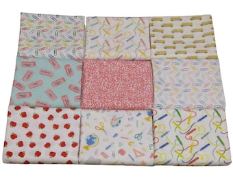 9 fats quarters, 18X22'' (45 x 55cm), Teachers Rules, 100% cotton - Teacher Rules de Camelot Fabrics