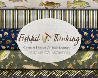 QUILT FABRICS, FISH, 11 prints, 100% coton - Fishful Thinking de Camelot Fabrics