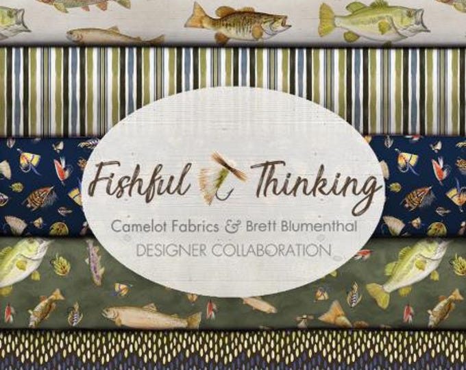 Featured listing image: QUILT FABRICS, FISH, 11 prints, 100% coton - Fishful Thinking de Camelot Fabrics