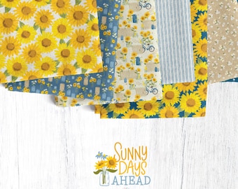 42 SQUARES COTTON 5 inchs, 100% coton - Sunny Days Ahead de Camelot Fabrics