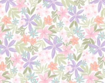 Fabric cotton, LILIES, White, 58240101, 01, Quilt Fabrics, 100% cotton, quilt cotton - Daisy & Lilly of Camelot Fabrics