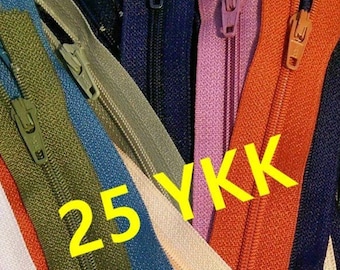 25 zippers YKK, SURPRISE, varied color, 18 cm - 65 cm, no 3, nylon, perfect for wallet, clothing, repair, ZK9