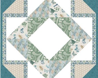 PDF, AROUND the BLOCK Quilt, 18'' X 18'', Tutoriel - Garden Seeds of Camelot Fabrics