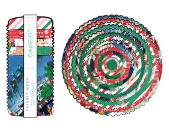 Precut Fabric Strip Roll - Jelly Roll Letters to Santa Camelot Fabrics, Roll 40 Christmas Fabric Strips 2.5",  Christmas Quilt Cotton