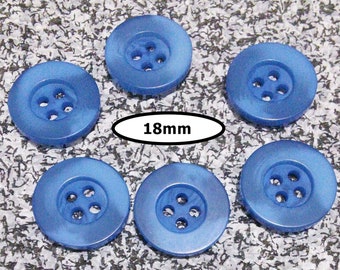 12 Buttons, 18mm, SHADE BLUE,  button 4 holes