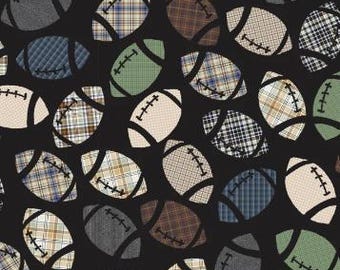 Fabric cotton, Football, Black, 49230701-03, QUILT Fabrics, 100% cotton, quilt cotton - Fall is Football of Camelot Fabrics