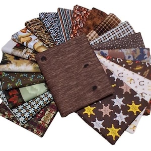 BROWN, Pack of 20, 100% cotton, Various patterns, quality quilting, cotton designer