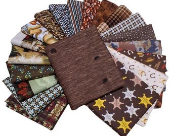 BROWN, Pack of 20, 100% cotton, Various patterns, quality quilting, cotton designer