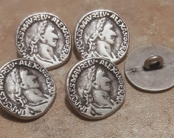 5 buttons: 18mm, Alexander, Button Metal, Button Medieval