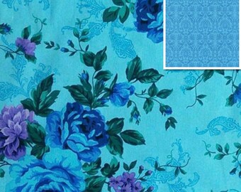 TIMELESS TREASURES, Flower, violet, blue, turquoise, Tapestry, 4185, cotton, cotton quilt, cotton designer