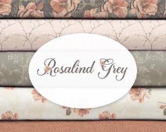 Pack of 8, 100% cotton, quality quilting, cotton designer - Rosalind Grey of Camelot Fabrics