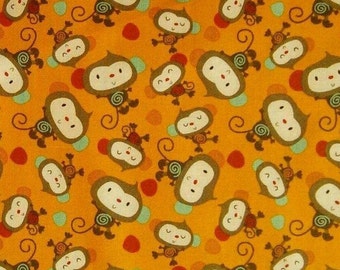 1/2 YARD, Monkey, orange, 100% cotton, cotton quilt, cotton designer