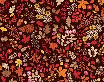 END OF BOLT, Foliage, Brown, Autumn Days, Makower, 2595, cotton quilt, cotton designer