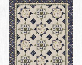 PDF, SUNFLOWER Quilt, 60'' X 75'', Tutoriel - Fishful Thinking of Camelot Fabrics