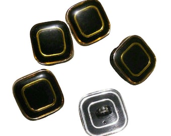 5 Buttons: 16mm, button black and gold