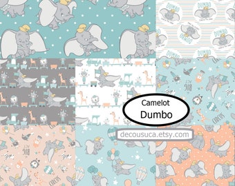 CAMELOT FABRICS, 8 motifs, DUMBO de Disney, quilt cotton