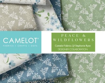 QUILT FABRICS, 42 squares 5 inchs, 100% cotton, quilt cotton - Peace & Wildflowers of Camelot Fabrics
